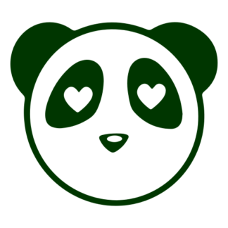 Heart Eyes Panda Decal (Dark Green)